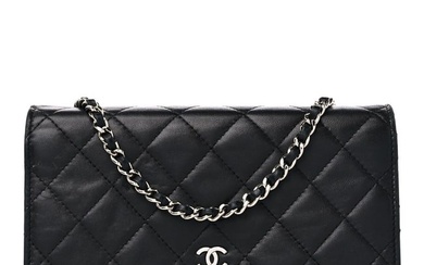 Chanel Lambskin Quilted Wallet On Chain WOC Black