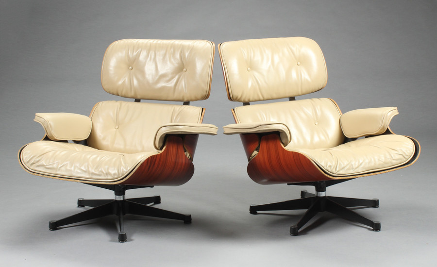 Charles Eames. Lounge chairs, rosewood and leather (2)