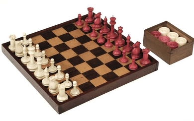 Chess. A 19th-century ivory "Staunton" pattern chess set