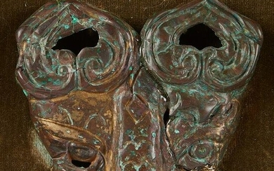 Chinese Bronze Taotie Mask - Repaired