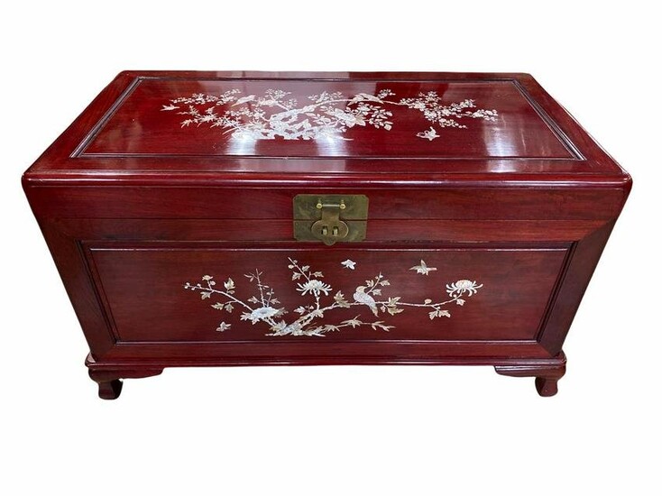 Chinese Carved Rosewood and Mother of Pearl Inlaid
