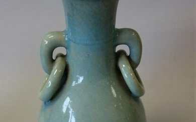 Chinese Celadon Tobi Seiji Decorated Vase