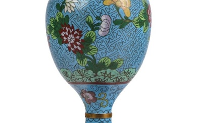 Chinese Export Cloisonne Blue Pedestal Urn Vase