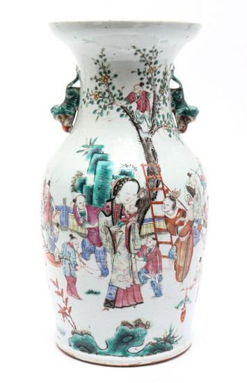 Chinese Famille Rose Hand Painted Ceramic Vase