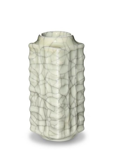 Chinese Ge Glazed Square Cong Vase