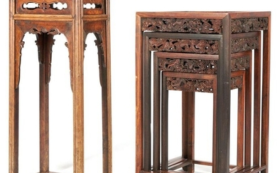 Chinese Hardwood Tables, incl. Nesting Tables, 5 items