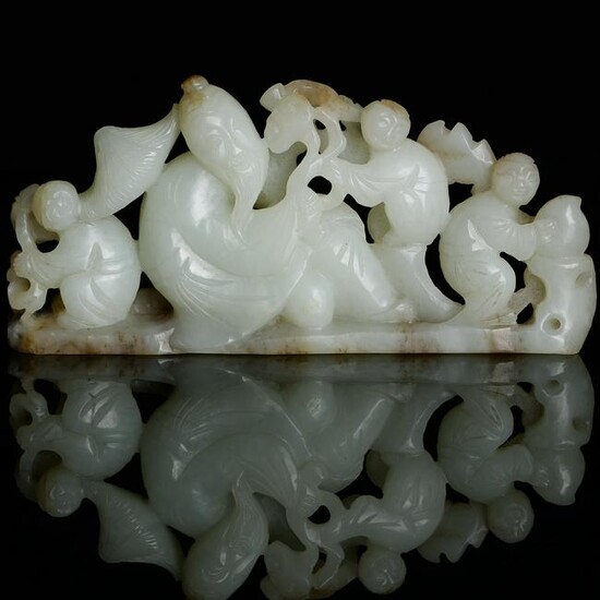 Chinese Hetian Jade Nephrite Statu
