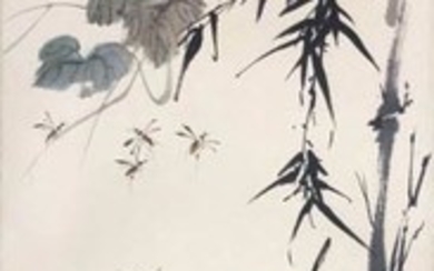 Chinese Ink Color Scroll Painting,Birds&Flowers