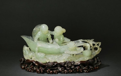 Chinese Jade Carving of Children, Cultural Revolution