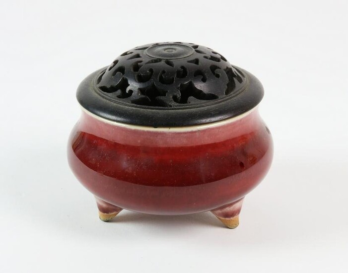 Chinese Oxblood Tripod Censer, late 19th Century
