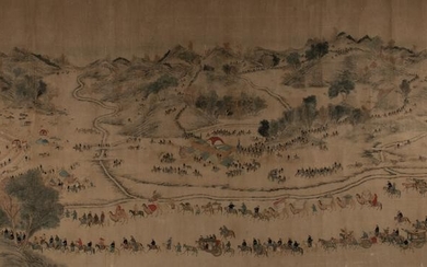 Chinese Painting of a Parade attributed to Jiao