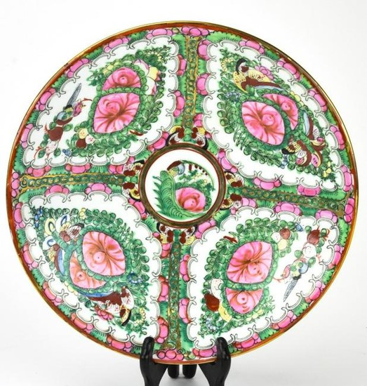 Chinese Porcelain Rose Medallion Dish - Signed