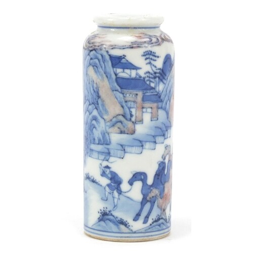Chinese blue and white with iron red porcelain snuff bottle ...