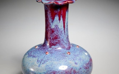 Chinese flambe purple and blue bottle vase