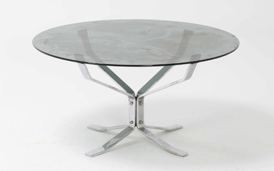 Chromed steel and glass coffee table, 1970s