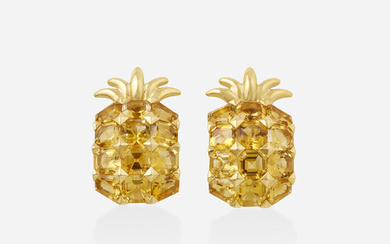 Citrine and gold pineapple earrings