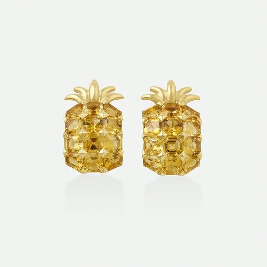 Citrine and gold pineapple earrings