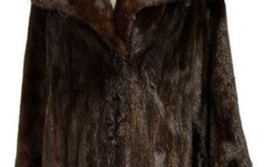Classic Brown Mink Swing Style Full Length Fur Coat