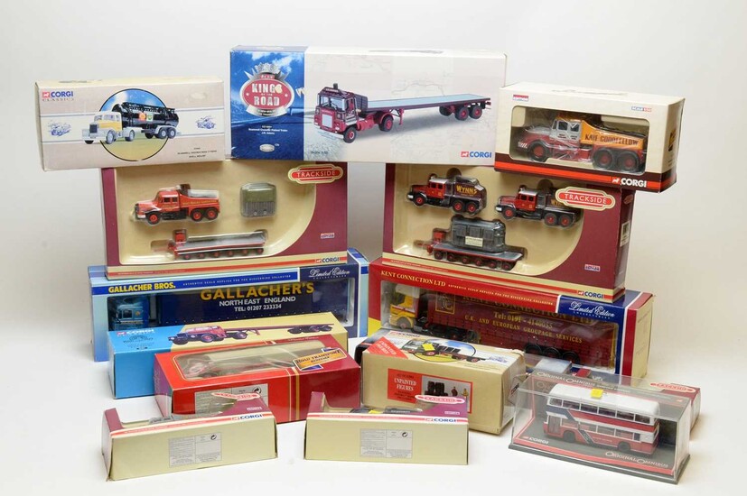 Collection of boxed Corgi scale model commercial and trackside vehicles.