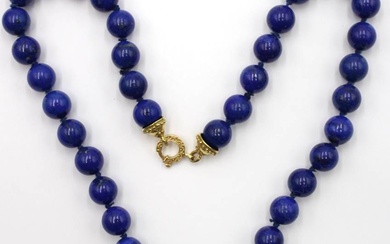 Collier de Lapis Lazuli en forme de boule avec un fermoir en GG 750, L....