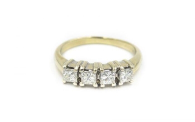 Contemporary White Gold and 4 Stone Diamond Ring