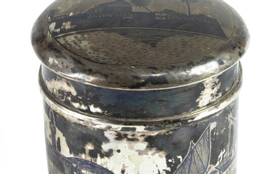 Continental niello silver covered jar