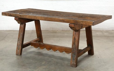 Continental stained mixed wood farmhouse table