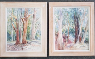 Cynthia Jackson (2 works) "Forest Scenes", watercolour, 64 x 54, each (frame), signed lower right