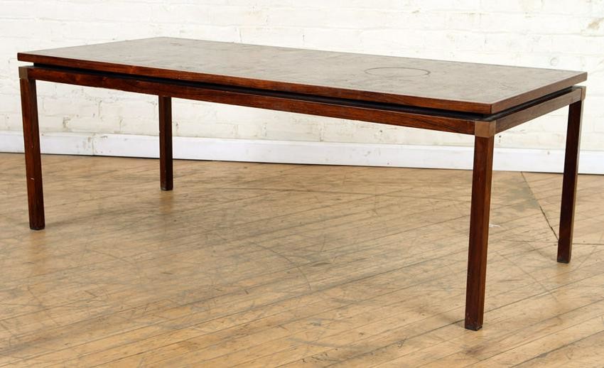 DANISH STYLE ROSEWOOD COPPER COFFEE TABLE C.1960