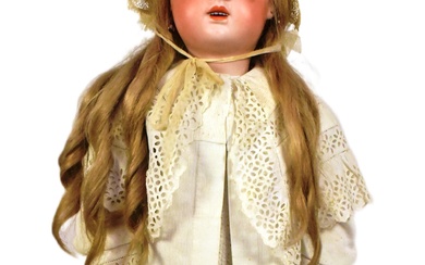 DOLLS - LARGE FRENCH JUMEAU BISQUE HEADED DOLL