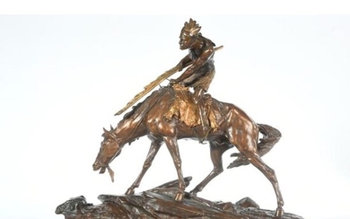 DROUOT Edouard. (1859-1945). "The Indian on horseback. Bronze...