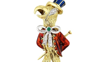Damiani Parrot Brooch with Pyrite Base, Italian