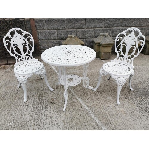 Decorative cast alloy garden table {64 cm H x 64 cm Dia.} an...