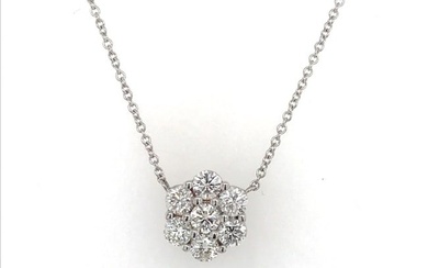 Diamond Cluster Floral Necklace 4.02 Carat 18 Karat White Gold