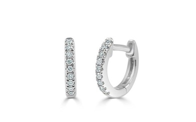 Diamond Huggie Earrings in 14KT White Gold 0.05 ctw