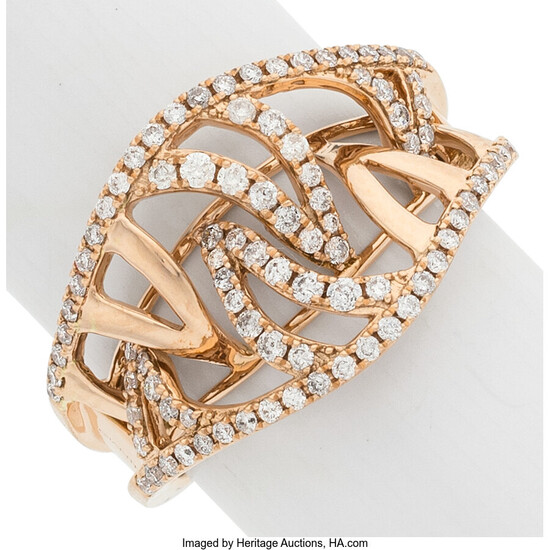 Diamond, Rose Gold Ring Stones: Full-cut diamonds weighing a...
