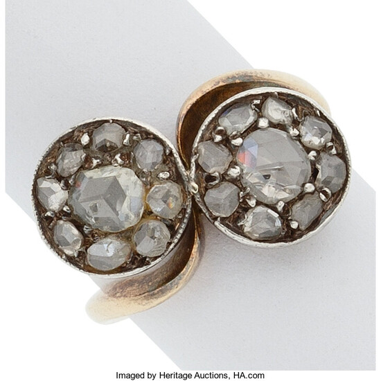 Diamond, Silver-Topped Gold Ring The ring features rose-cut diamonds,...