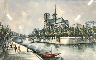 Ducollet Notre Dame Paris Framed Litho