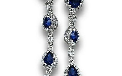 EARRINGS IN WHITE GOLD, SAPPHIRES AND DIAMONDS