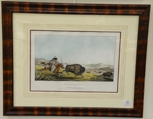 E.C. Biddle, hand colored lithograph, Hunting the