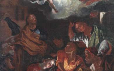 ESCUELA ESPAÑOLA SIGLO XVIII. ADORATION OF THE CHILD JESUS, OIL ON CANVAS.