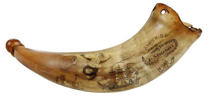 Early 19th Century Jamaica Scrimshaw Powder Horn