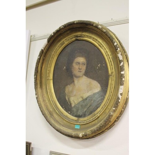 Early 19th Century Portait of a Lady in an Oval Gilt Frame
