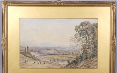 Early 19th century English School, extensive valley landscap...