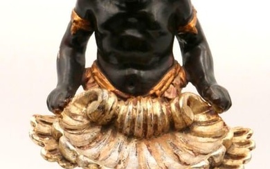Early 20th C. Italian Carved Wooden Blackamoor Sculpture