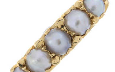 Early 20th century 18ct gold split pearl five-stone ring