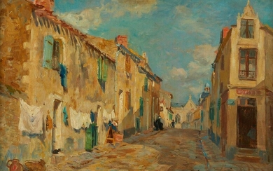 Edmond Petitjean "Rue de Village" Painting