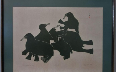 Egyvudlo Potee, Walruses at Play, Stone Cut 1964