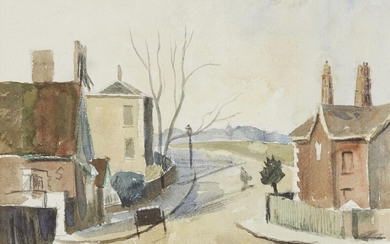 Elwin Hawthorne, British 1905–1954 - Blackheath; watercolour and pencil on paper, signed and titled along lower edge 'E. Hawthorn Blackheath', 16.9 x 24.5 cm (ARR) Note: the artist exhibited with the East London Group at the Lefevre Gallery...