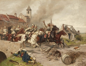 Emil Hünten, Cavalry Attack of the "Königin" (Pommersches) ...